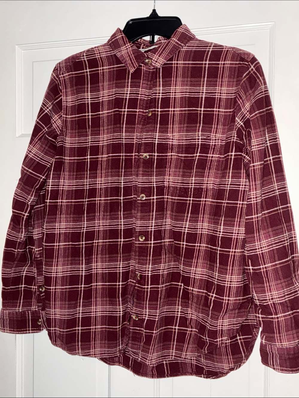 Sonoma Burgundy and Cream Plaid Button-Down Shirt